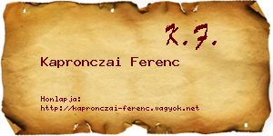 Kapronczai Ferenc névjegykártya