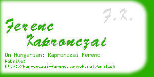 ferenc kapronczai business card